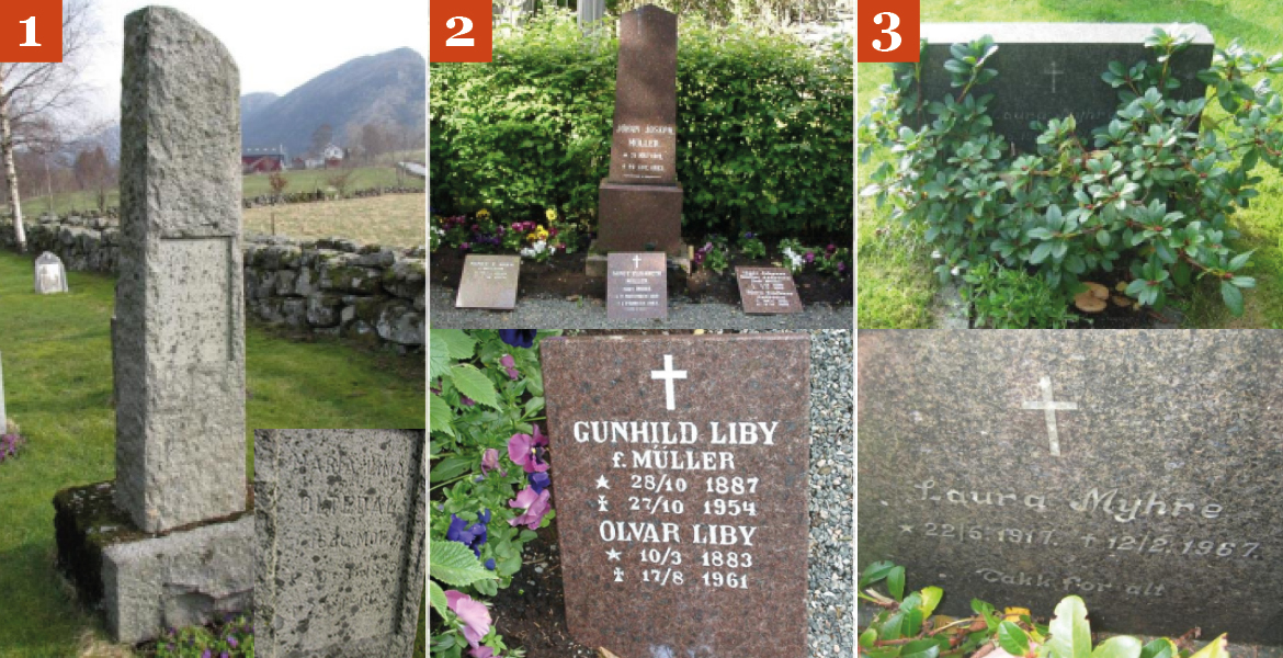 Eksempler på store steiner, familiegraver og tildekte graver