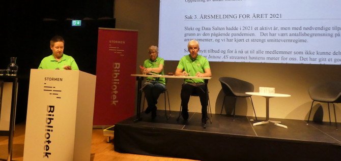 Sekretær og møteleder Slekt og Data Saltens årsmøte 2022