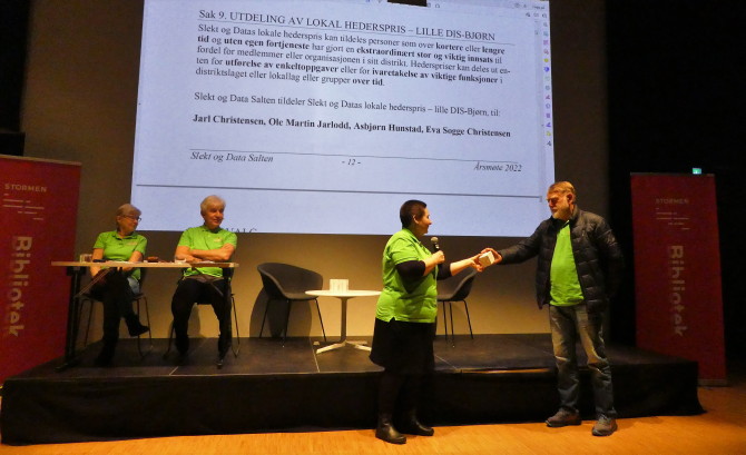 Hederspris til Ole Martin Jarlodd - Slekt og Data Saltens årsmøte 2022